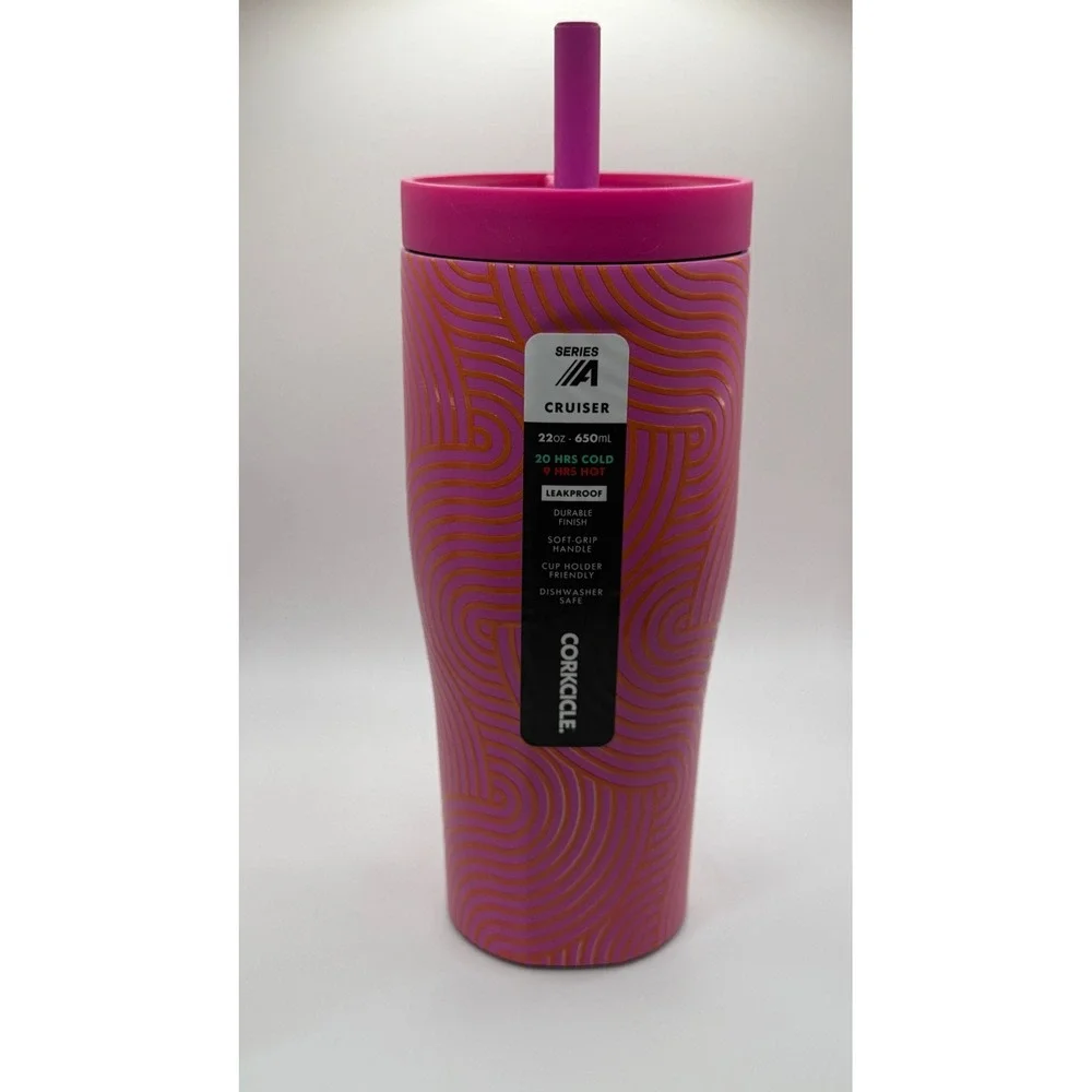 NEW! Corkcicle Series A Cruiser 22oz Insulated Travel Tumbler Cup Pink Swirl